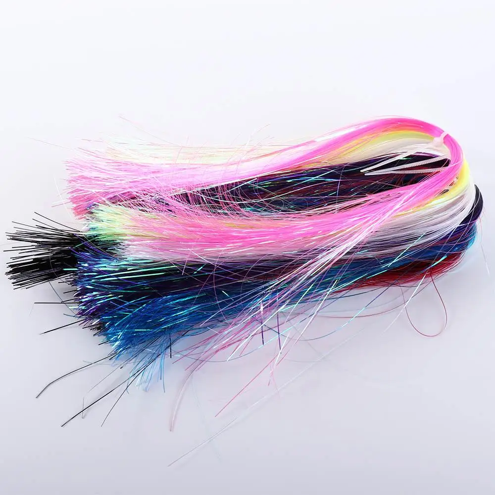 400-500 Strands Fly Fishing Tinsel Assist Hooks Shinning Film Line DIY Fishing Jig Hook Streamer Flies Fishing Lure