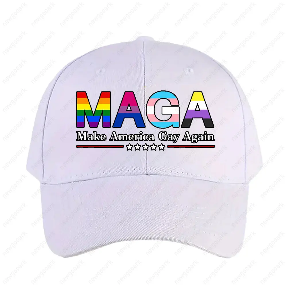 MAGA Make America Gay Again W Black Outline Cap Woman Man Adult Casual Adjustable Printed Baseball Caps Trucker Cap