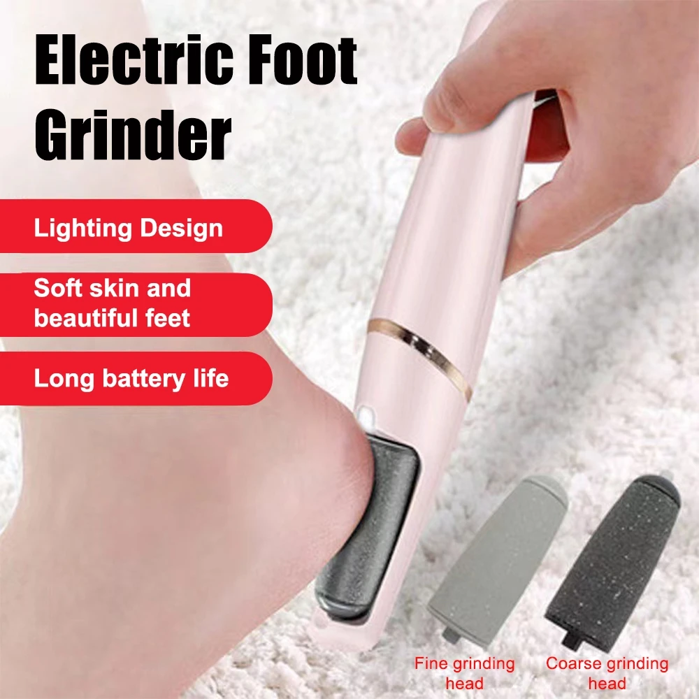 Electric Foot File Grinder Set Dead Skin Dry Callus Remover Rechargeable Roller Feet Pedicure Tool with 2 Removable Roller Heads