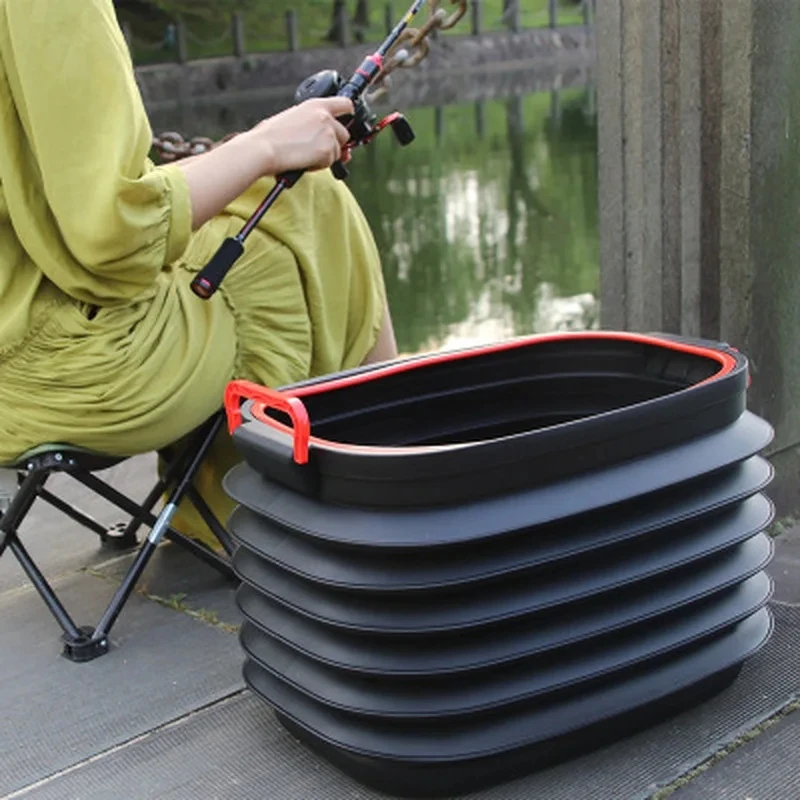 4L/18L/37L Folding Bucket Portable Car Trash Fishing Bucket Plastic Outdoor Camping Garbage Collapsible Storage Box Container