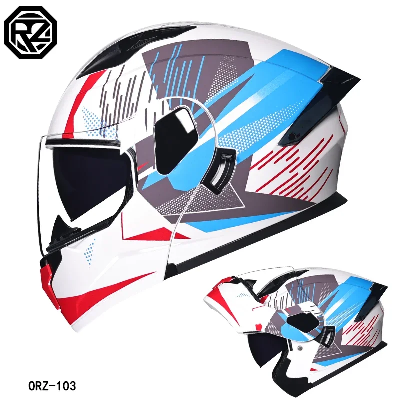 

Men Motorcycle Flip Helmet Professional Racing Helmets ABS Material Modular Dual Lens Helmets DOT Certification Motor Helmet