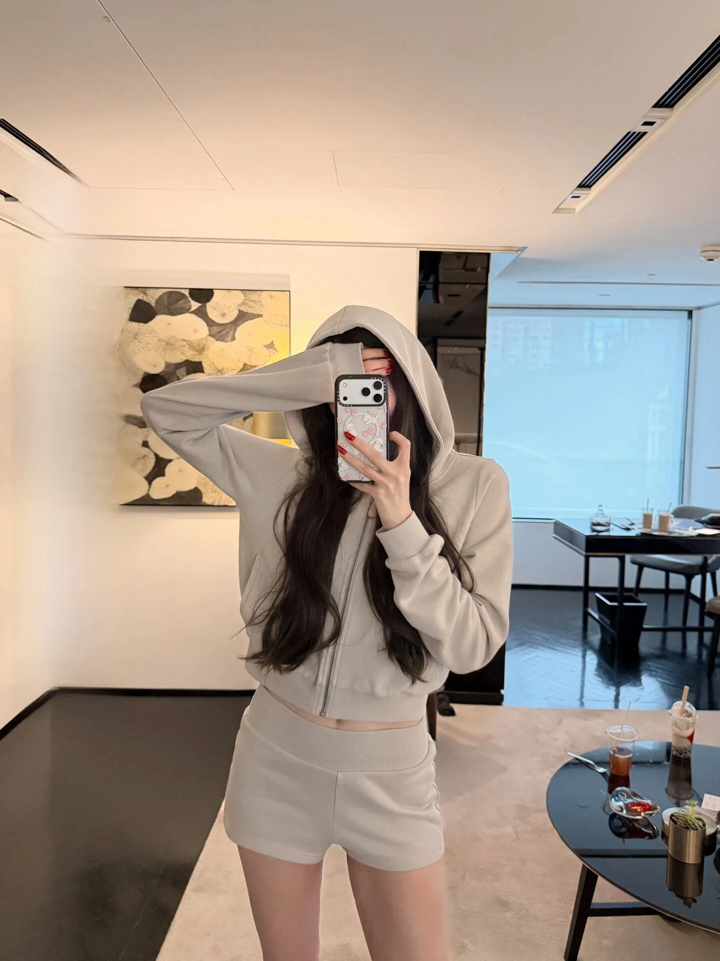 

Yangzifan 100% Cotton Hoodie And Pants Set for Women Spring Summer Casual Loose Fit Lightweight Long Sleeve Pure Color