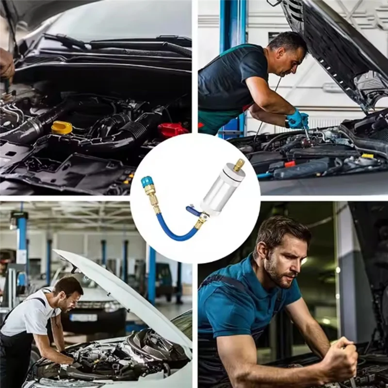 جعل أداة حقن زيت تكييف الهواء حاقن زيت المبردات R12 R134A R22 الهواء SAE 1/4 "صبغ حقن موصل السيارة #3