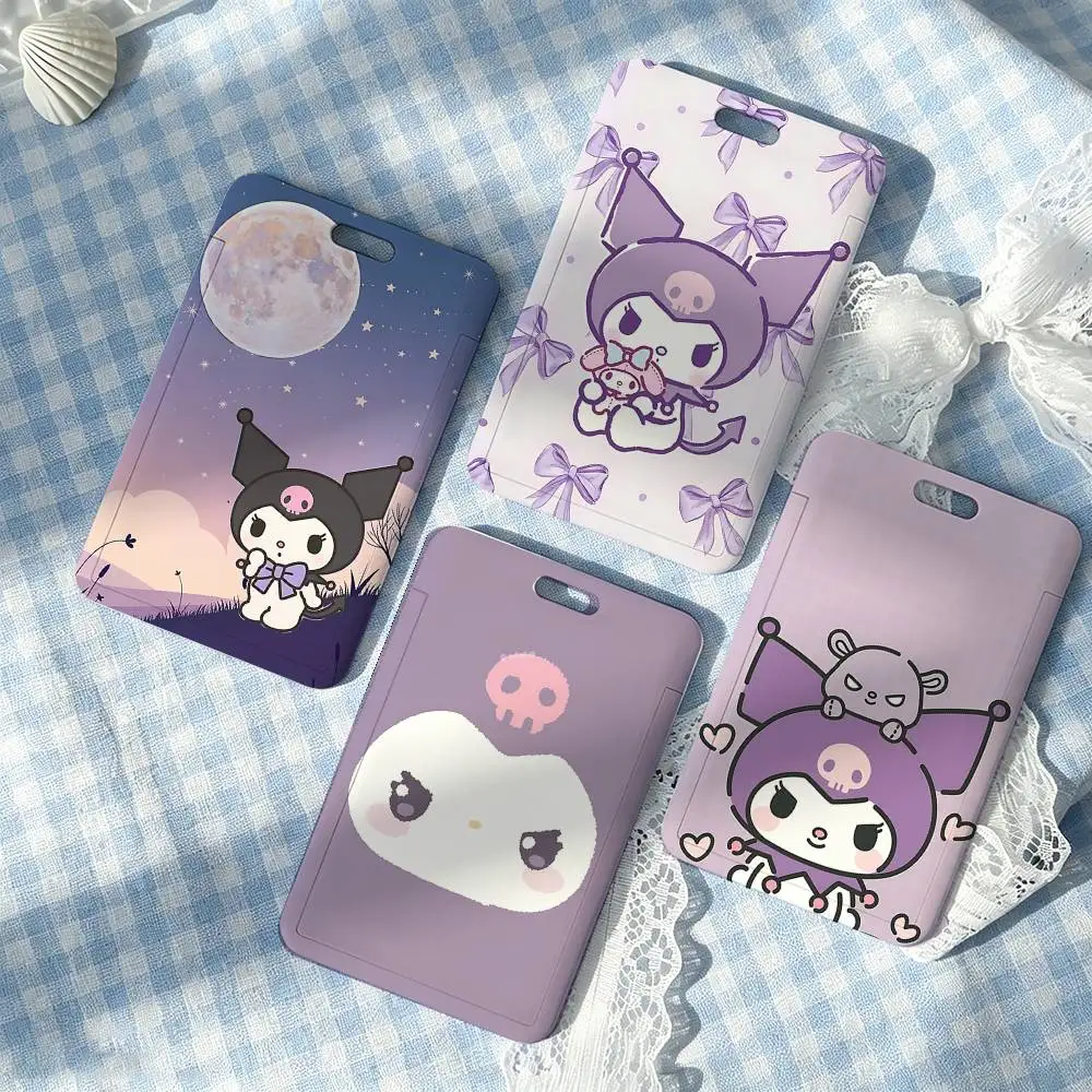 Cute K-Kuromi 1 Card Holder, Leather Card Storage Box, Key Chain, Access Tag Holder, ID Card Holder, Key Chain