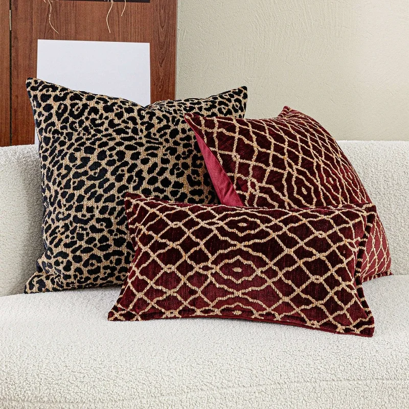 30X50/50X50CM Retro Jacquard Throw Pillow Cover Brown Black Luxury Stamping Waist Cushion Cover Decor Home Decorative Pillowcase