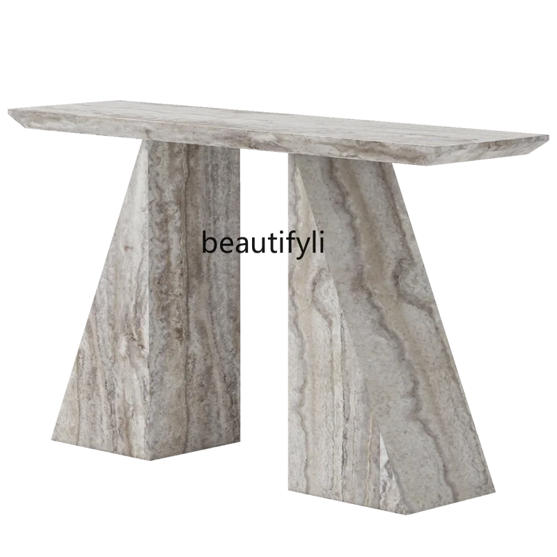 High-End Elegant Luxury Stone Italian-Style Entry Console Natural Marble Console Tables