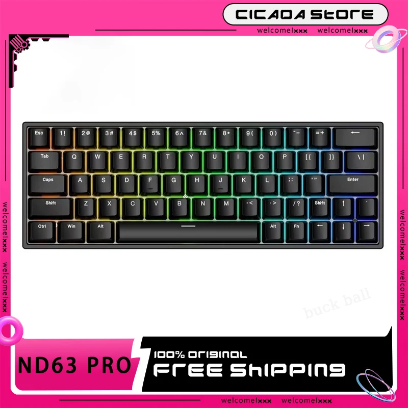 Irok nd63 pro teclados mecânicos interruptor magnético troca quente rgb e-sports personalizar teclado com fio pc para acessório de jogos escritório