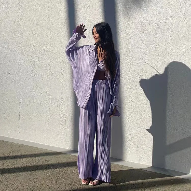 Flare Sve irt broekpak met wijde pijpen Dames Faion Set Herfst Ele Casual Outfit Combo