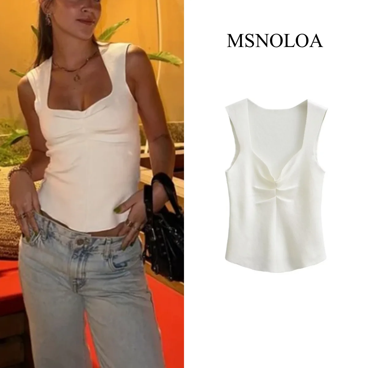 MSNOLOA Sweet White Lace Trim Skinny Summer Tshirts for Women Bow Fold Korean Fashion Crop Tops Cutecore Coquette Clothes Tee