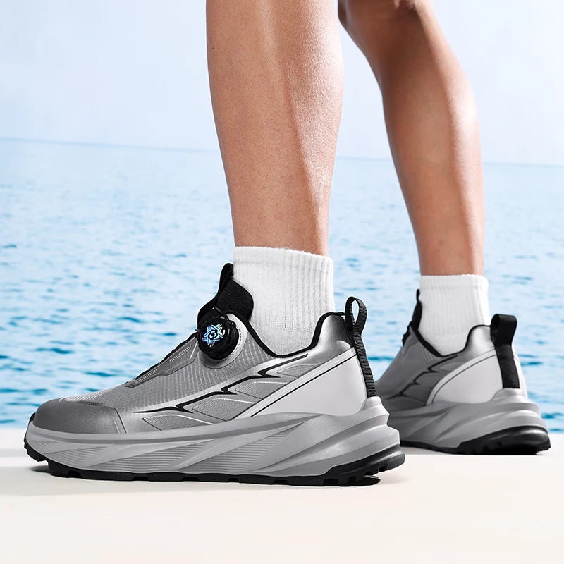 Men Platform Sneakers Trendy Rotating Buckle Men Lace-up Shoe Outdoor Thick-soled Comfort Men Running Shoes Zapatillas Hombre