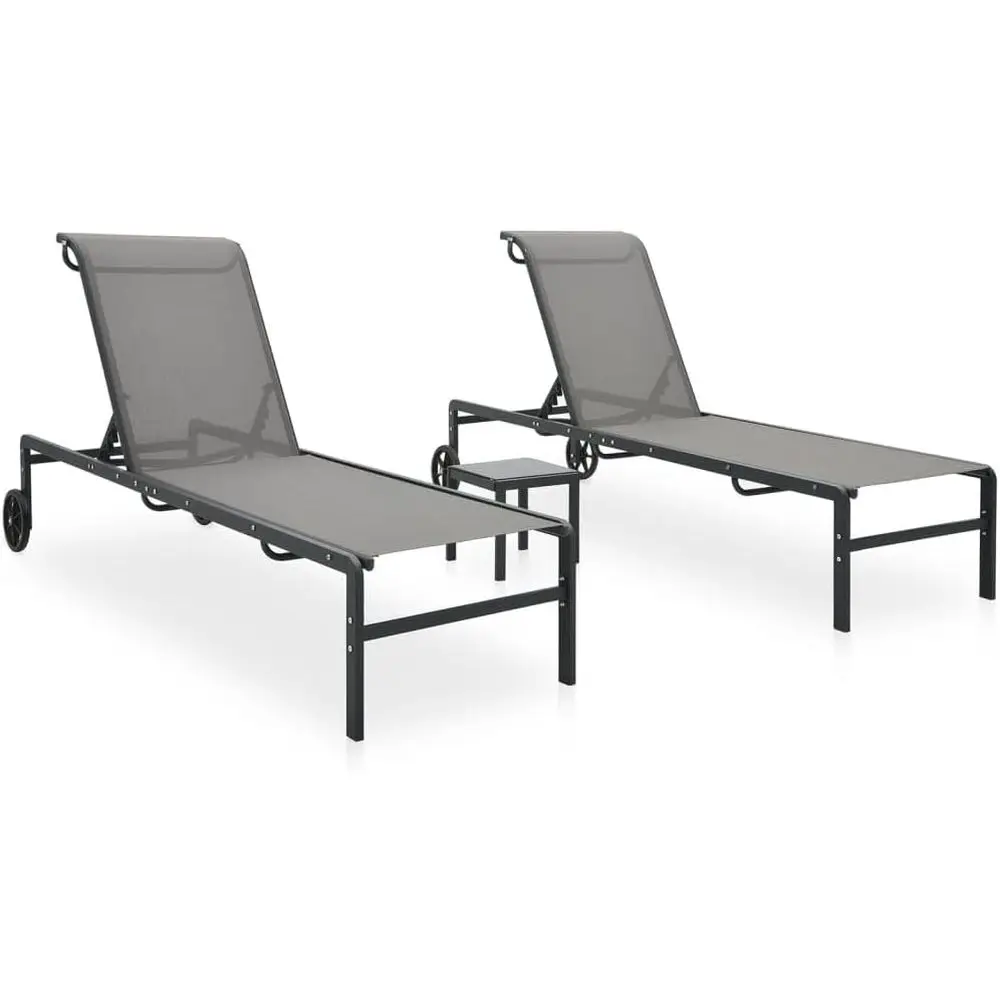 Adjustable Outdoor Pool Furniture Set with Steel Frame and Textilene Chaise Lounge Chairs for Comfortable Patio Use