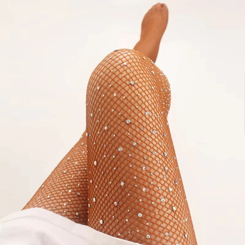 

Sexy Women Latin Dance Competitions Shiny Rhinestone Pantyhose Hard Yarn Elastic Fishnet Stockings Professional Tights