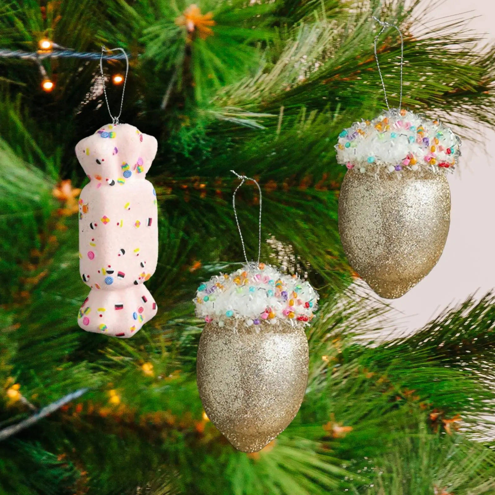 

3 Pieces Christmas Tree Ornaments DIY Charm Pendants Xmas Tree Decor Hanging Decorations for Cafe Party Holiday Home Restaurant