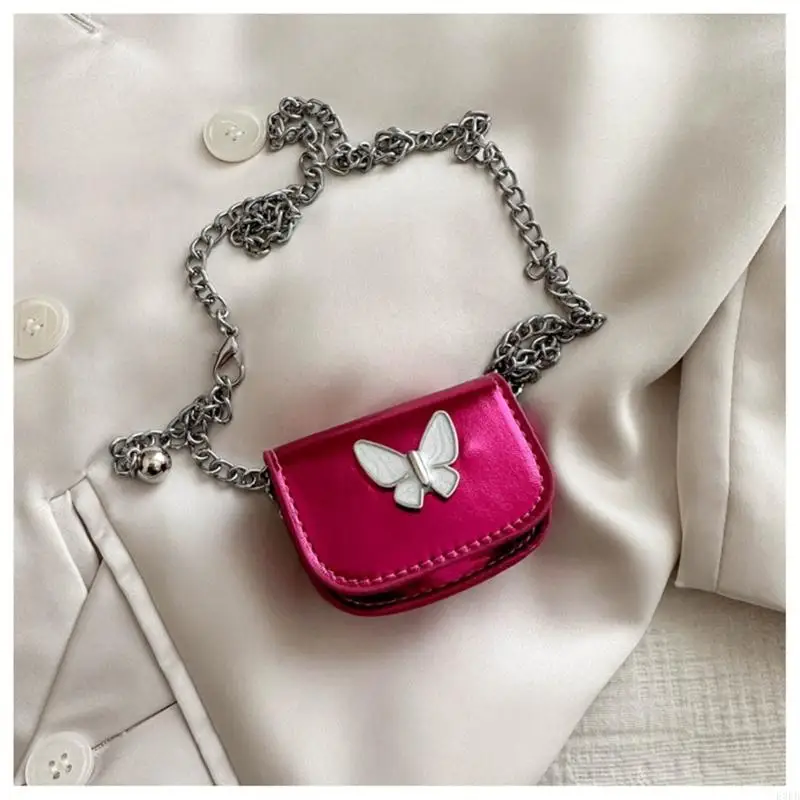 Women Fashion Mini Purse Evening Bag with Crossbody Chain Butterfly Portable Coin Purse Lipstick Earphone