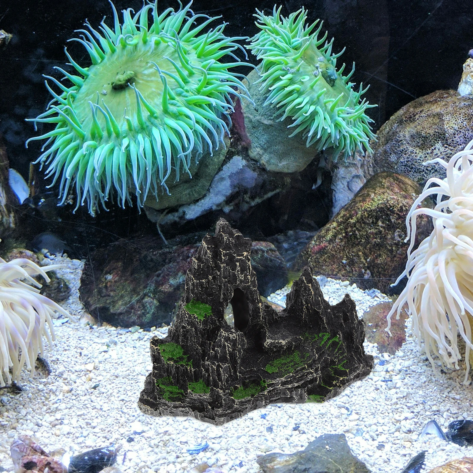 

Aquarium Rockery Ornament Lifelike Resin Mountain Fish Tank Decoration Natural Breath Realistic Safe Resistance