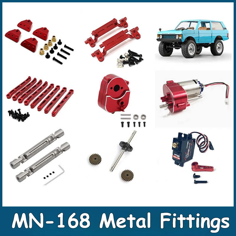 MN MN168 RC Metal Upgrade Modified Parts Metal Wave Box Gear Steering Gear Drive Shaft Tie Rod Shock Absorber Bracket