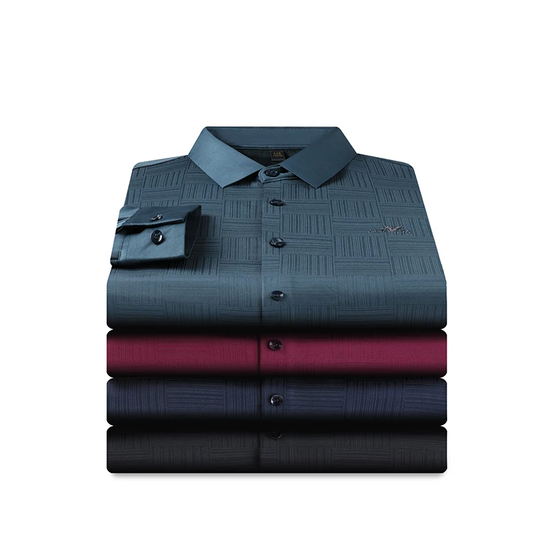 6022 Thick Warn Seamless Shirts For Men Long Sleeve Smart Casual Winter Quality Soft Comfortable Skin-Friendly Camisas De Hombre