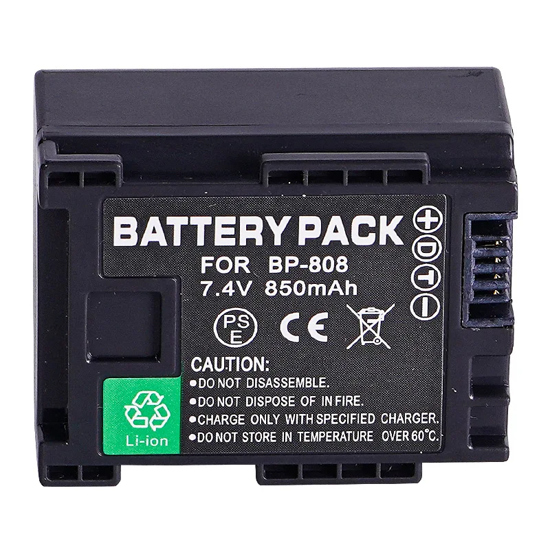 7.4V 850mAh BP-808 แบตเตอรี่กล้องสําหรับ Canon BP-808 BP-809 BP807 HFS11 HFS100 HF21FS300 BP808