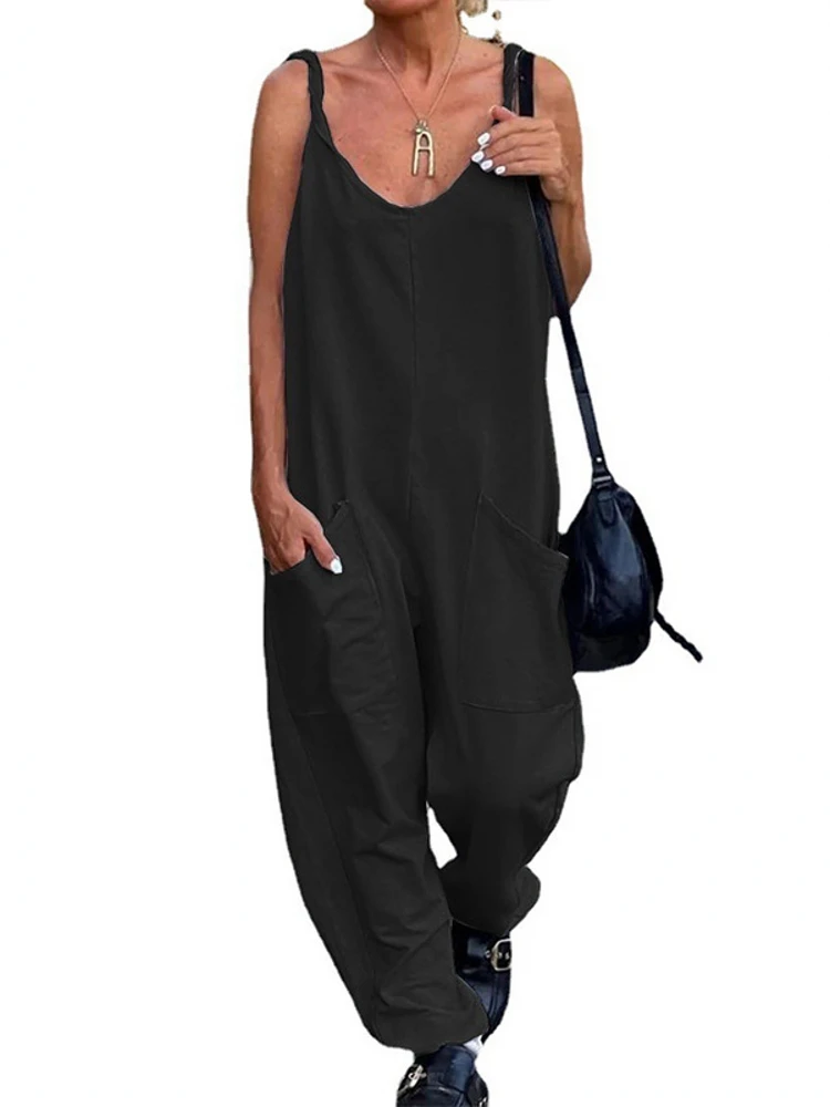 Combinaison décontractée taille haute pour femmes, pantalon Long transfrontalier, Design, tissu fin en mélange de coton, tendance, été 2023