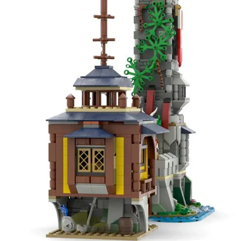 Moc 빌딩 벽돌 성 모델 요새 전초 기지 기술 모듈 형 블록 휴일 선물 어린이를위한 장난감 DIY 세트 조립