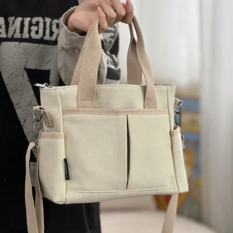 Practical Canvas Tote Bag for Women's Multi Functional Large Capacity Zipper Crossbody Bag Student Casual Handbag Designer Bags