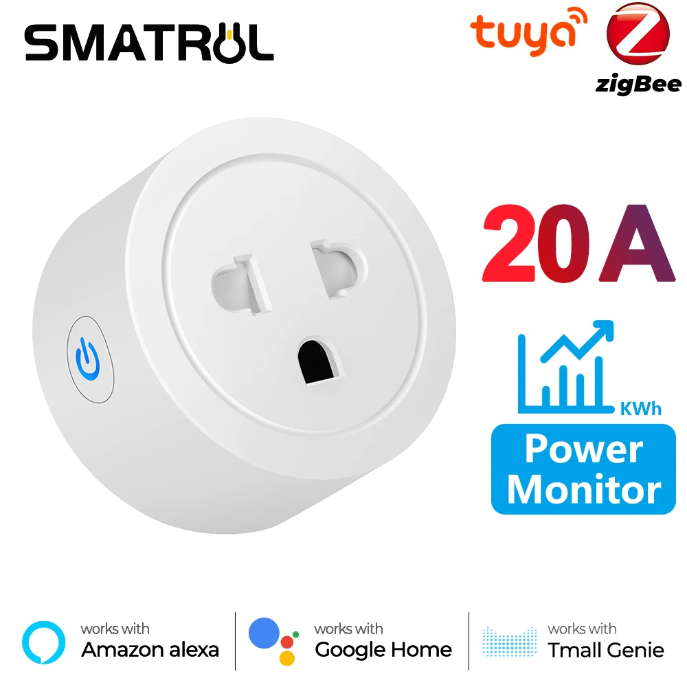 20A/16A Power Monitor Tuya Zigbee US EU Smart Socket Plug Adapter Wireless  Voice Timer App for Google Home Alexa Tmall Genie