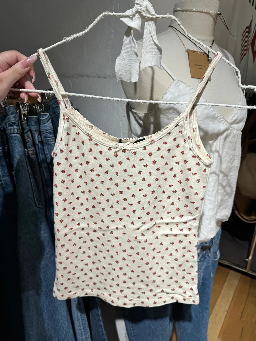 Lace Trim Bloemen Gedrukt Oogje Tank Top Vrouwen Zomer Kleding Katoen Sexy Hemdje Tops Meisjes Camis Crop Tops Y2k Streetwear