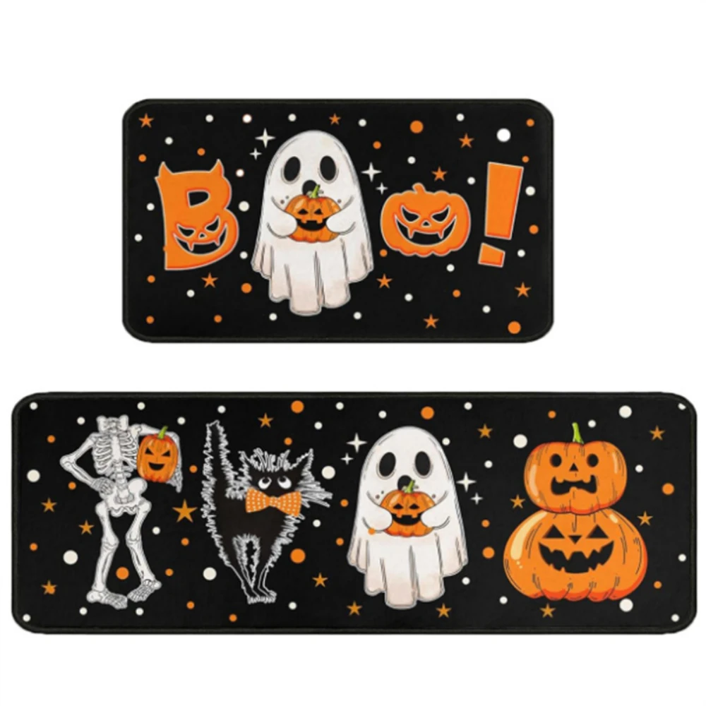 1 قطعة/2 قطعة بو مخيف لطيف شبح ترحيب البساط المطبخ الكلمة حصيرة غرفة الغسيل سجادة ضد الإنزلاق مدخل ممسحة ديكور المنزل هالوين