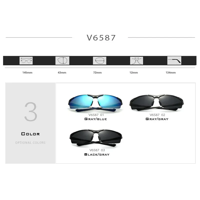 VEITHDIA-Brand Designer Sports Sunglasses for Men, Polarized UV400 Outdoor Driving Sun Glasses, Vintage Eyewear for Male, VT6587