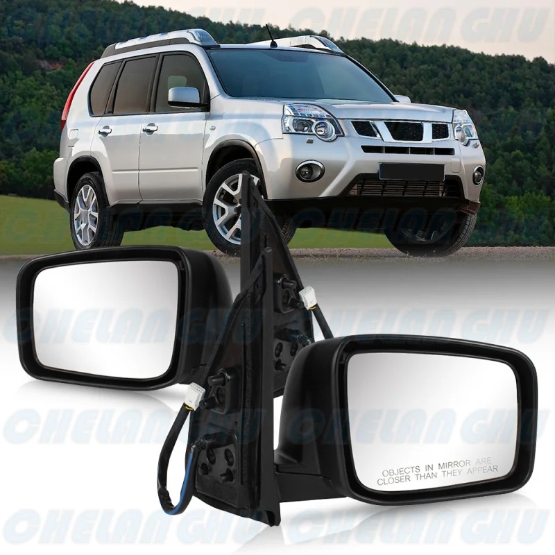 For Nissan X-Trail T31 2008 2009 2010 2011 2012 2013 1 Pair 9 Pins White Paintable Power Adjust Mirror Assembly With Camera