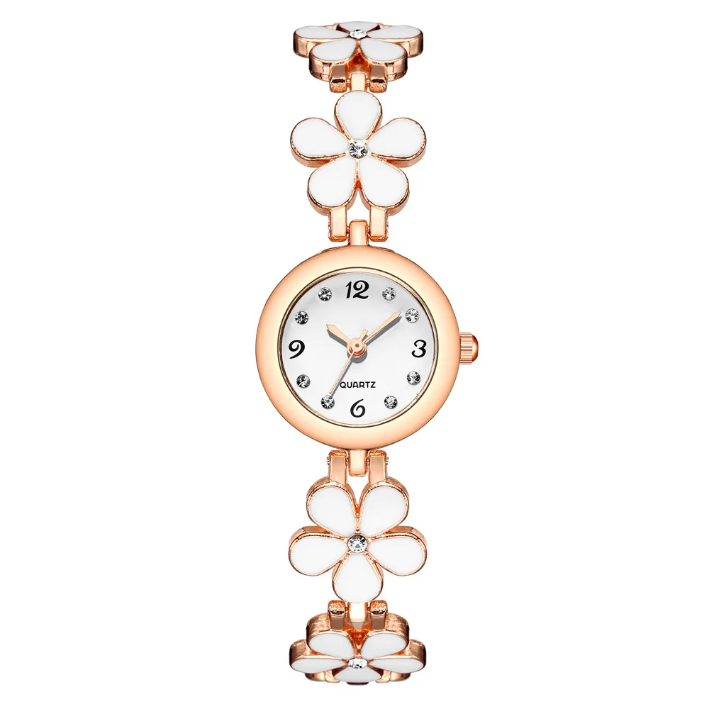 fashion sweet flower rhinestone quartz women bracelet watch