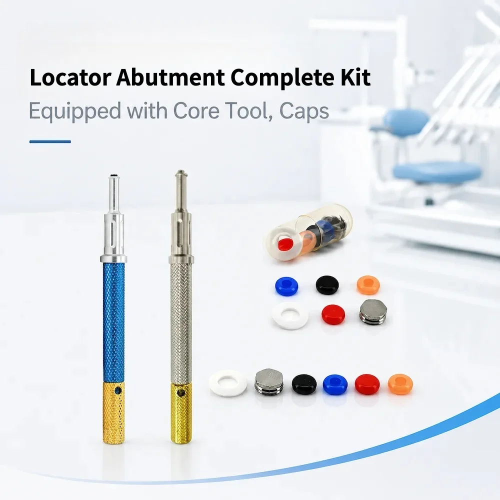 Dentium Locator Abutment Complete Kit, Equipped with Core Tool, Caps for Dental Implant Overdenture Repair