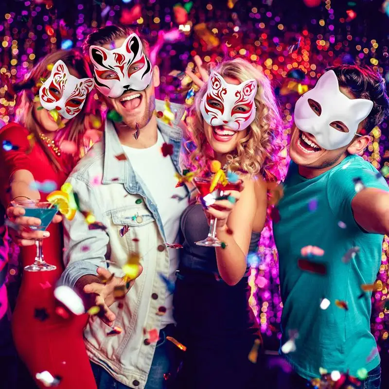 10/6/5/3pcs Masquerade Cat Face Masks maschere per feste fai da te puntelli verniciabili maschere vuote accessori Cosplay per feste