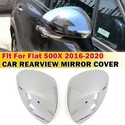 For Fiat 500X 2016-2020 Car Sticker Rearview Side Mirror Cover Wing Cap Exterior Door Rear View Case Trim Chrome Silver Shell