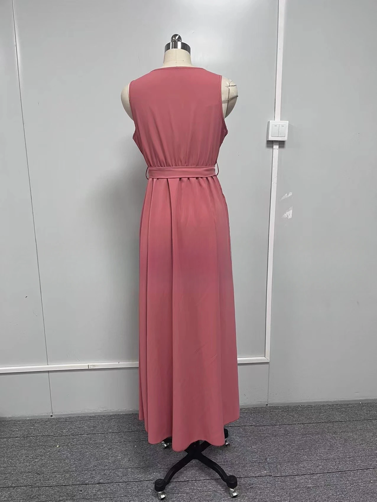 Vestido largo con cordones y escote en V profundo para mujer, vestido de verano liso sin mangas para vacaciones, vestido de fiesta dividido, vestido elegante de cóctel para graduación