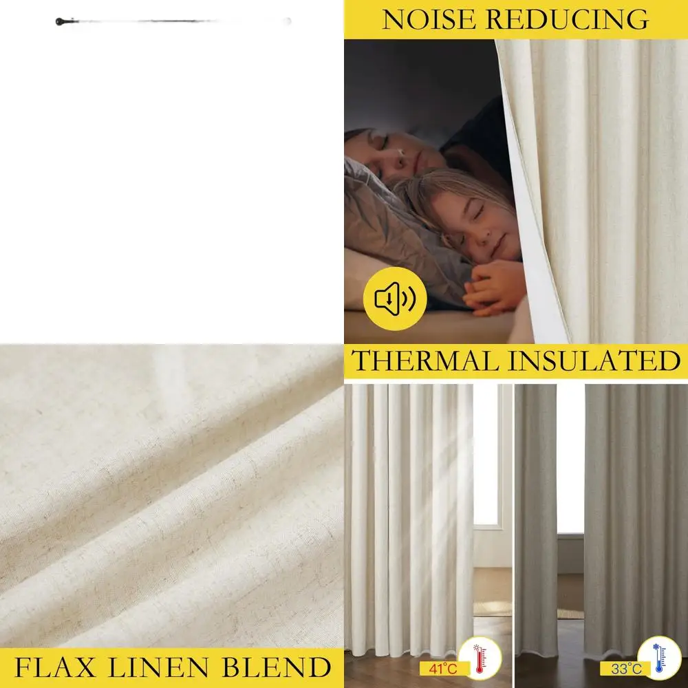 

Льняные 100% затемняющие шторы 120 с термоподкладками, 52, ширина, стиль фермерского дома для дверей патио