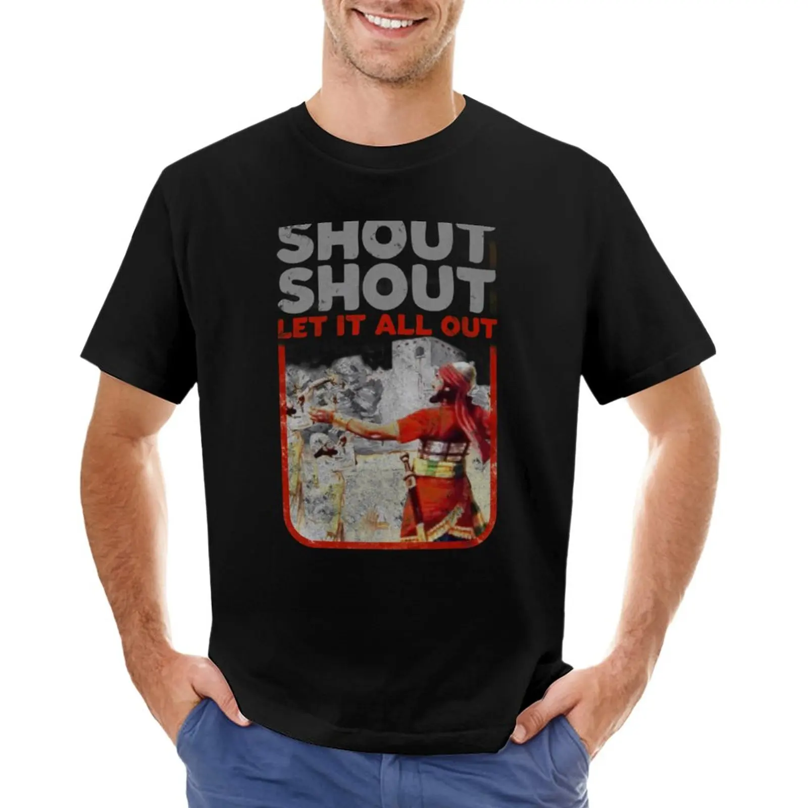 

Футболка с надписью «Shout, Shout», «Let it All Out», принт на заказ, большие и высокие футболки для мужчин