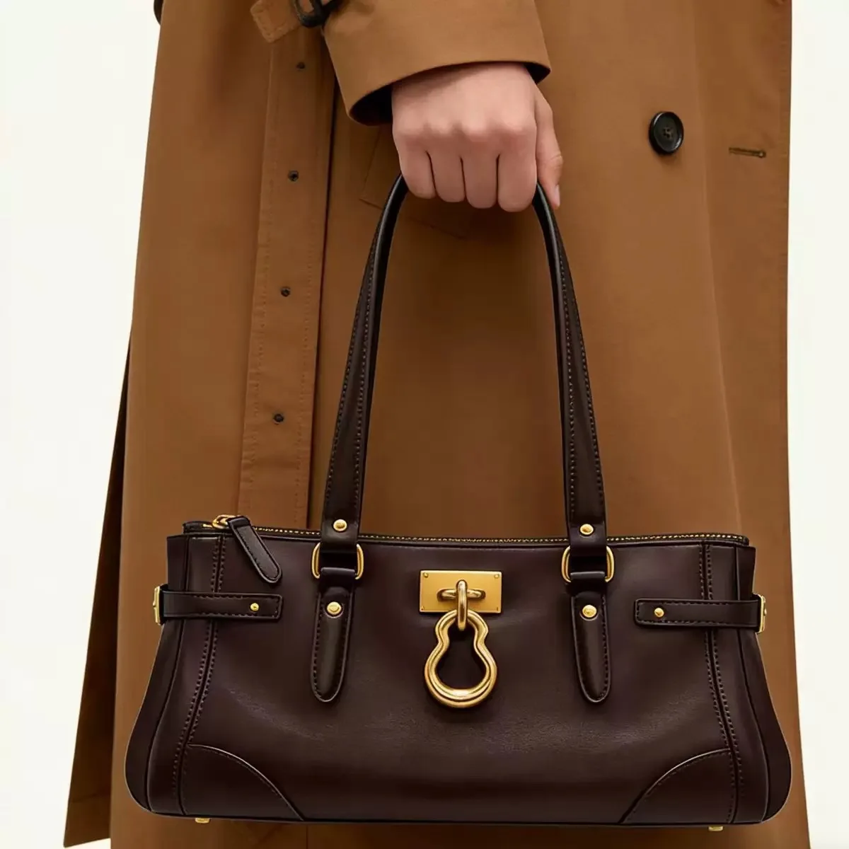 Designer Minimalist Diaper Bag Women's Elegant Crossbody Handbag Luxury Vintage Tote Leather Chic And Highly Fashionable