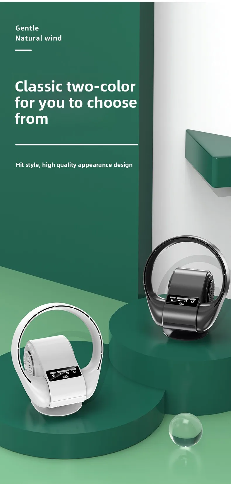 2025 Neuer USB-Ventilator zur Wandmontage, kabellos, wiederaufladbar, batteriebetrieben, leiser Tischventilator mit 5 Geschwindigkeiten für Büro/Schlafzimmer, Fernbedienung – Detail 10