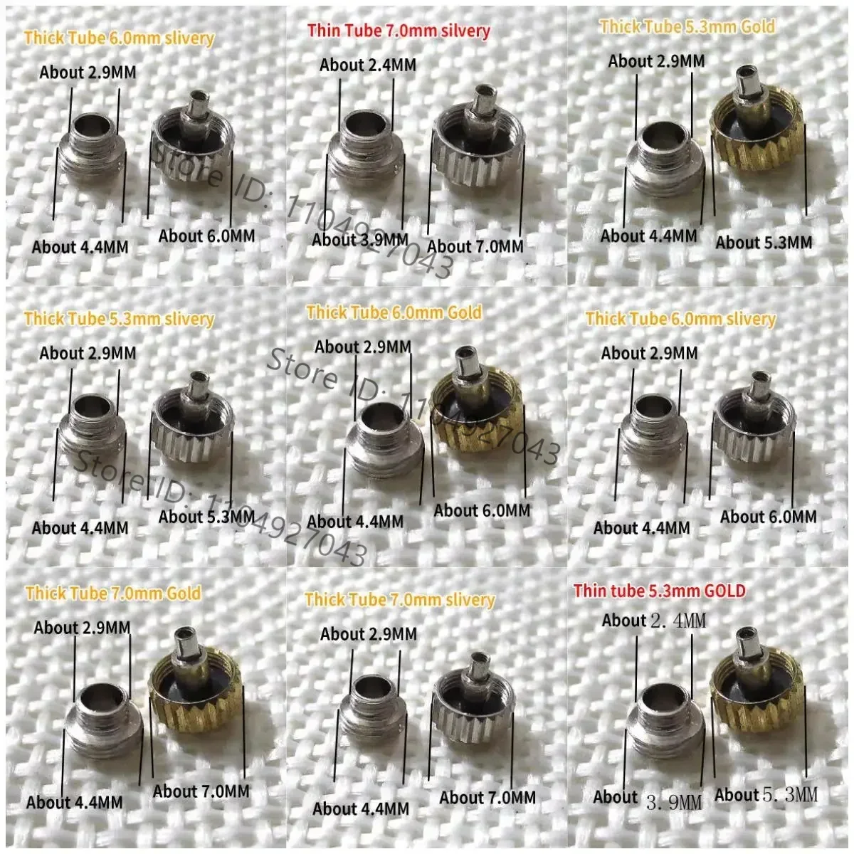 Steel material Watch Crown for Rlx 5.3mm 6mm 7mm Silver Gold Metal Watch Stem Crown Repair plum blossom watch head