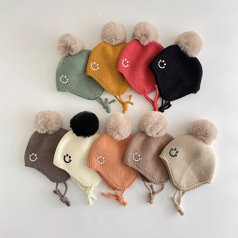 Baby Boy Hat Cute Pompom Baby Cap Beanie Autumn Winter Warm Knitted Children Girls Hats Cute Cartoon Kids Caps Bonnet