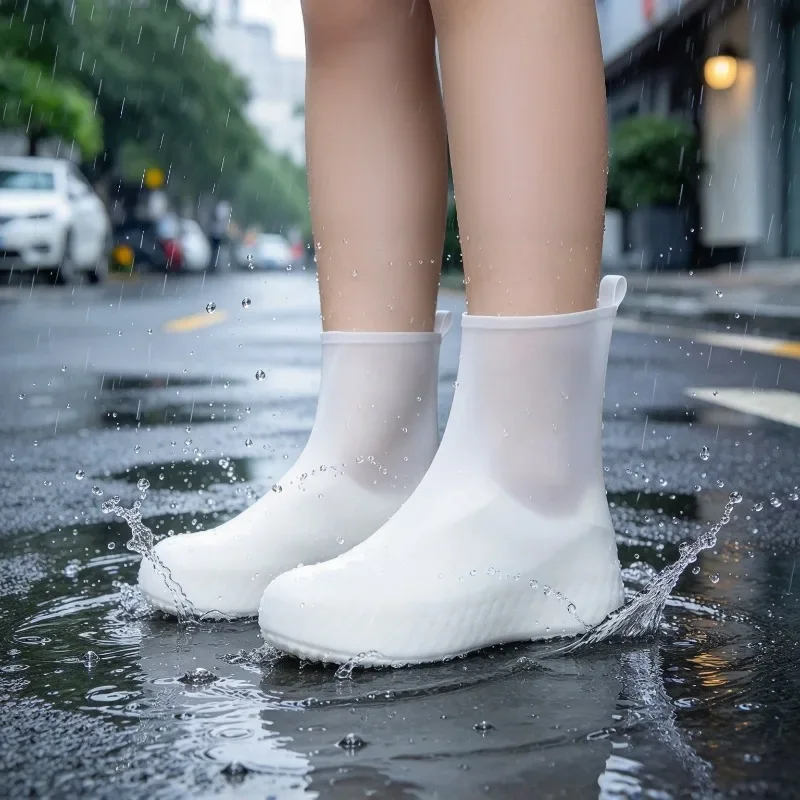 Waterproof Rain Shoe Covers Elastic Reusable Non Slip Overshoes Thickened Sole Outdoor Commute Travel for Women Men