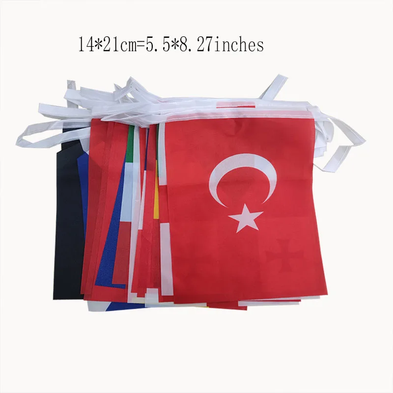 24  Countries Hanging Banners For Celebration 14*21 CM Flags 7 Meters banners