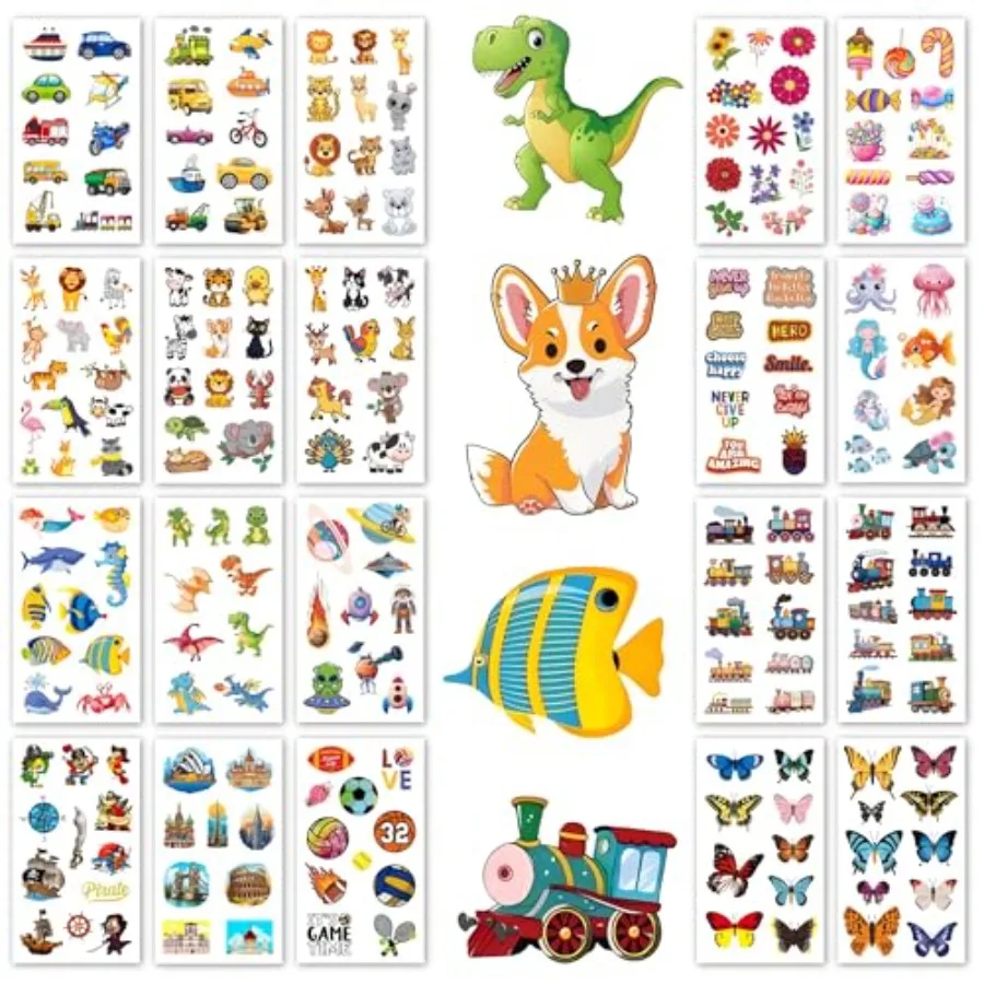 

Limited-time special offer 20 Sheets Temporary Tattoo fake tattoos Cute pattern stickers markers for Toddlers Boys Girls