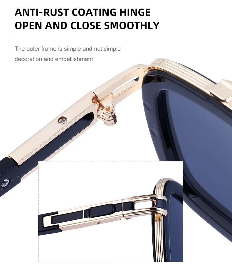 Modische Eckige Punk-Sonnenbrille für Herren 2026 Luxusmarke Vintage Retro Sonnenbrillen für Männer Steampunk Anti-Blaulicht-Brillen – Detail 10