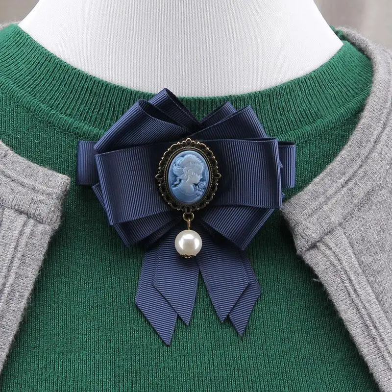 Retro Ribbon Bow Brooch Suit Shirt Collar Pin Mourning Brooch Female Clothing Corsage Clothes Decoration Accessories