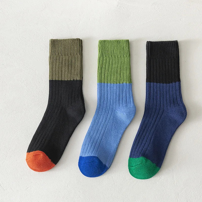 

Sports Style Knit Color Contrast Mid Tube Socks For Men Japanese Style Casual Cotton Socks Women Men Couples Lovers Streetwear