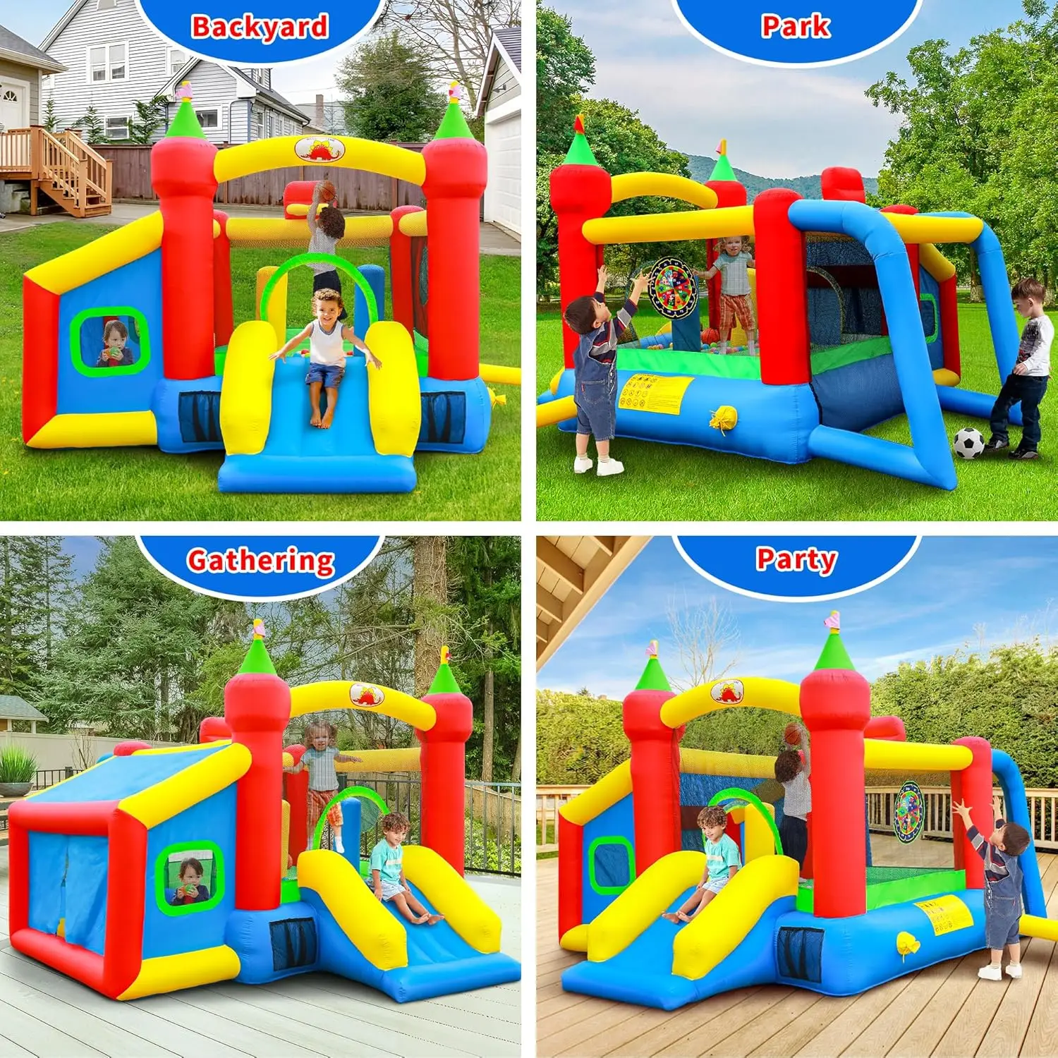 Casa de rebote inflable, tobogán de castillo saltador con soplador, bóveda para niños con piscina de bolas