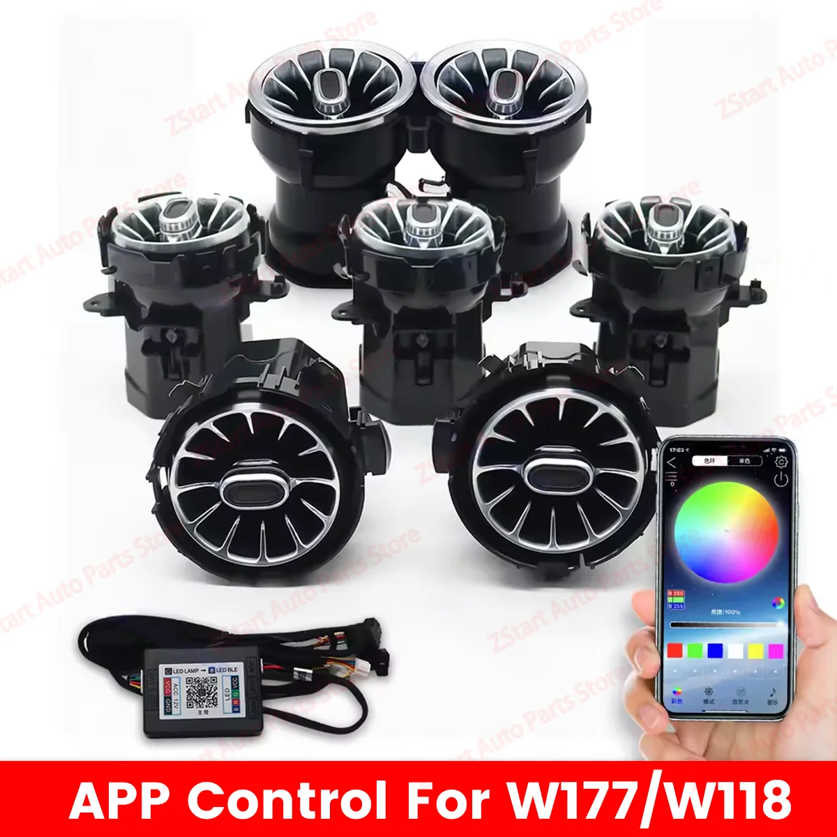256 kleuren LED Vent Voor Mercedes Benz W205 x253 W213 W177 W118 W117 W176 X156 W222 APP Controles Air vent Nozzle Omgevingslicht