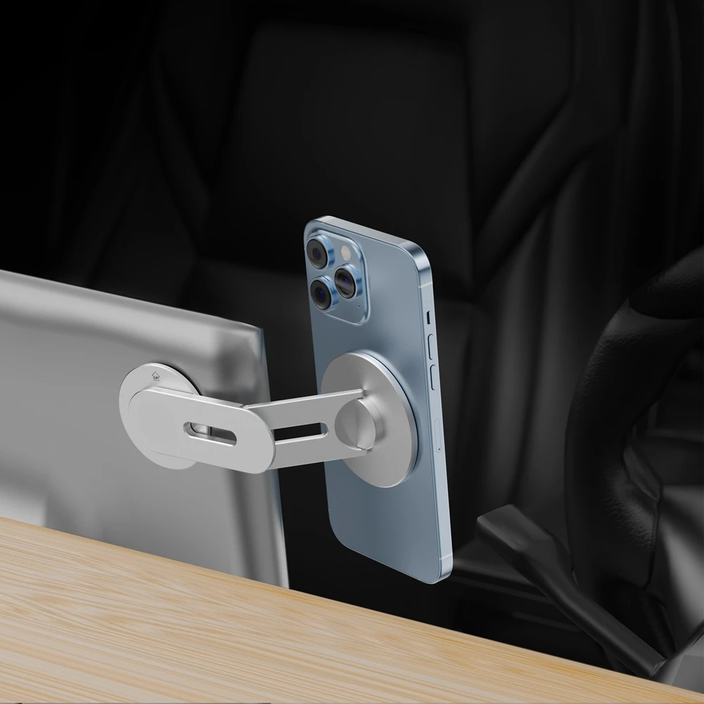 Mag/safe IPhone16/15/14 금속 브래킷 노트북 화면 측면 마운트 용 Tesla 모델 3/X/Y/S 용 조정 가능한 자기 자동차 전화 홀더 썸네일 3